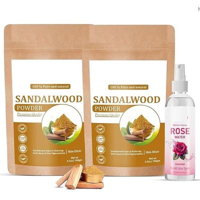 7.05oz Pure & Original Sandalwood Powder For Face, Skin, Skin Whitening, Face mask, Face Pack and Facial, Skin Care, (200Gm, Rose Water Free)