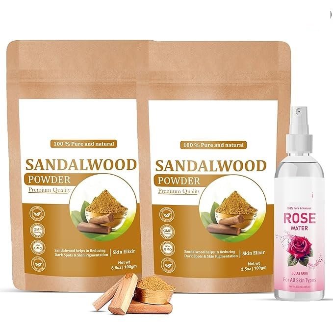 7.05oz Pure & Original Sandalwood Powder For Face, Skin, Skin Whitening, Face mask, Face Pack and Facial, Skin Care, (200Gm, Rose Water Free)