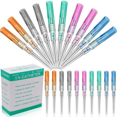 Catheter Piercing - 50Pcs Mixed IV Catheter Piercing 14G 16G 18G 20G and 22G Catheter Ear Nose Piercing Hollow for Lip Tongue Belly Nipple Cartilage Piercing Kit
