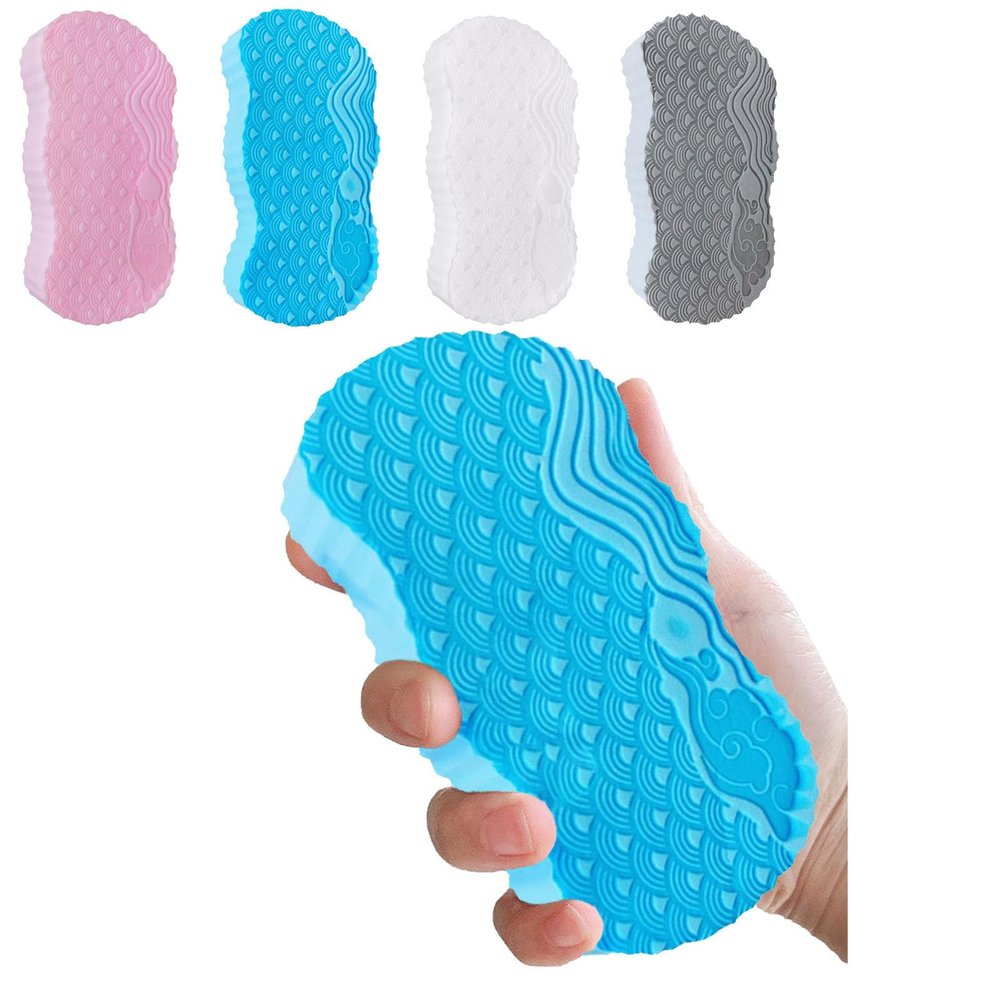 3D Super Soft Magic Exfoliating Bath Sponge, Bathtub Foam, Reusable Skin Friendly Dead Skin Removal for Body, Face and Feet (Blue)
