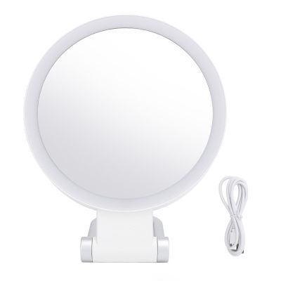 YUYTE Travel Lighted Makeup Mirror with 3 Color Lights, Double Sided Magnifying Mirror, Portable 3 in 1 Tabletop, Handheld & Hanging Mirror, Rechargeable Compact Mirror for Women (20X)