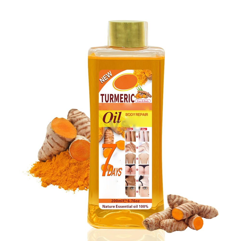 200ml Turmeric Oil for Skin Brightening - Organic Turmeric Oil for Face - Soft 7 Body Oil, Moisturizing