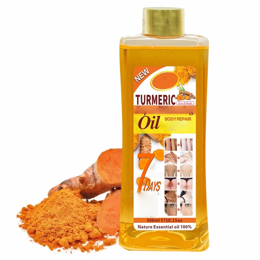 300ml Turmeric Oil for Skin Brightening - Organic Turmeric Oil for Face - Soft 7 Body Oil, Moisturizing