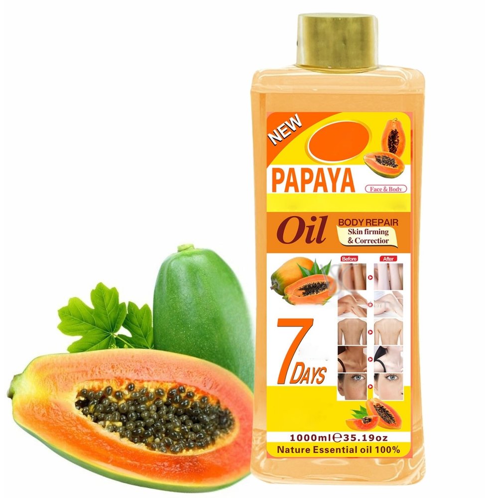 1000ml Papaya Oil for Skin Brightening - Organic Papaya Oil for Face - Soft 7 Body Oil, Moisturizing