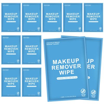 200 Count Makeup Remover Wipes Individually Wrapped, Travel Individual Wet Wipes Bulk, Gentle Cleansing for Face Mascara Lipstick, Single Makeup Removing Wet Wipes