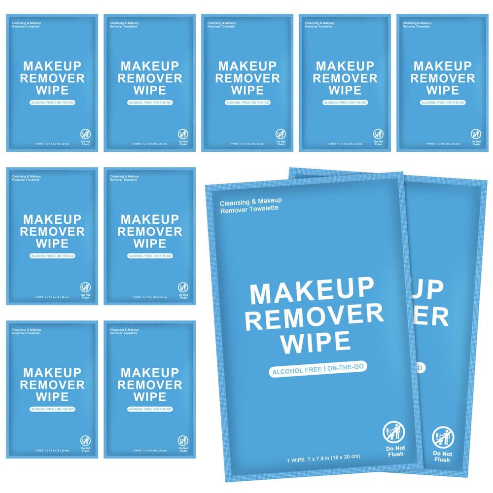 200 Count Makeup Remover Wipes Individually Wrapped, Travel Individual Wet Wipes Bulk, Gentle Cleansing for Face Mascara Lipstick, Single Makeup Removing Wet Wipes