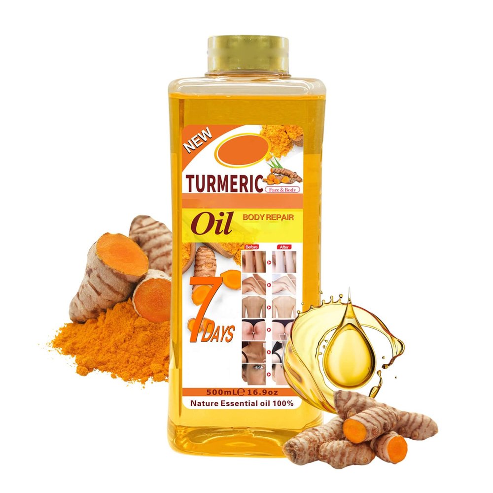 500ml Turmeric Oil for Skin Brightening - Organic Turmeric Oil for Face - Soft 7 Body Oil, Moisturizing