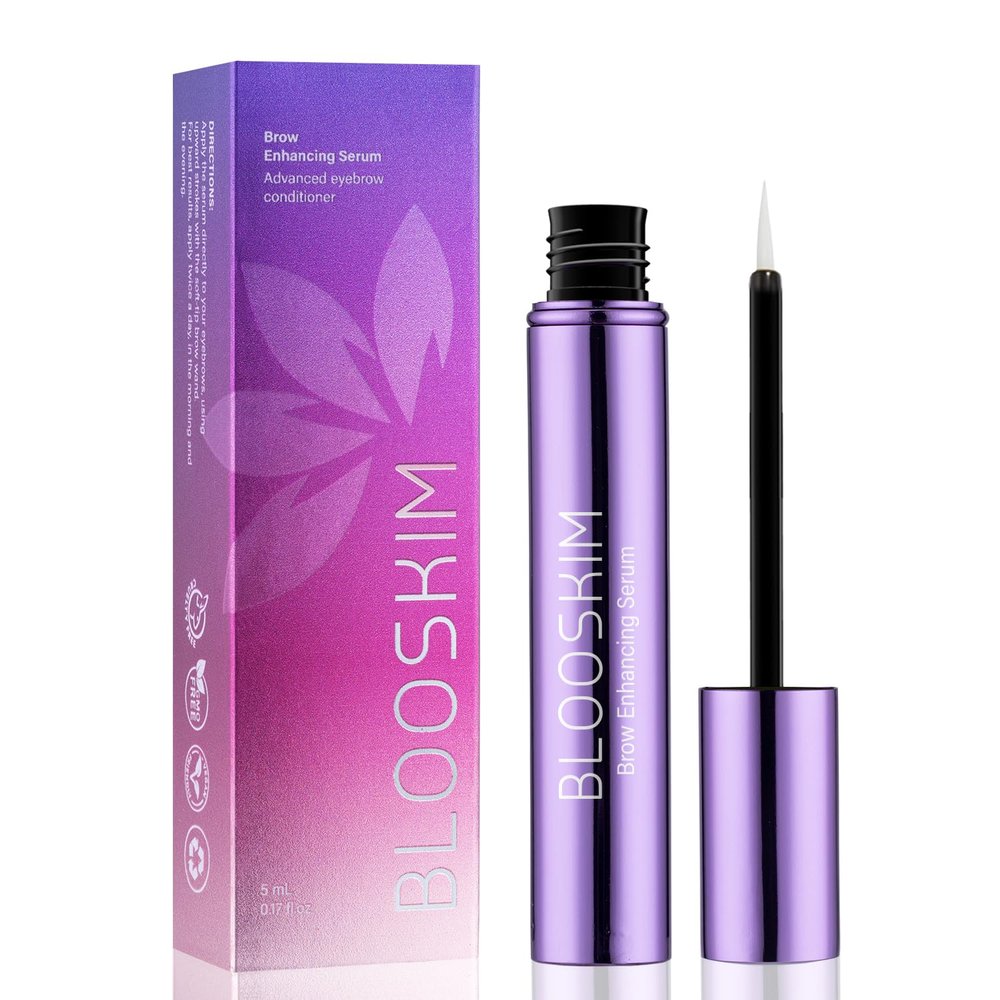 Blooskim Eyebrow Growth Serum for Women & Men Natural Brow Enhancing Serum to Grow Thicker, Fuller Brows Fast Nourishing Eyebrow Hair Growth - 0.17 fl oz