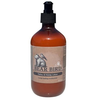 Bear Bird 100% Grass-Fed Tallow & Raw Honey Lotion with Olive Oil, (UNSCENTED)