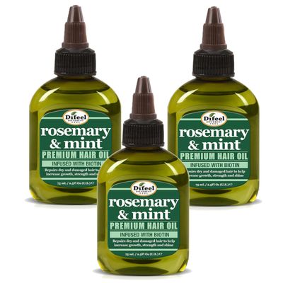 Difeel Rosemary and Mint Premium Hair Oil with Biotin 2.5 oz. (Pack of 3) - Natural Rosemary Oil for Hair Growth & Biotin