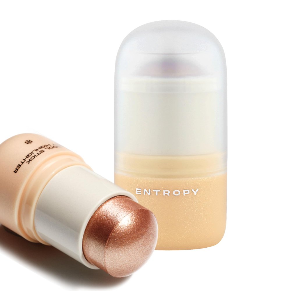 ENTROPY MAKEUP Cool Stick Body Highlighter Golden Hour, 70% Water-Rich Skincare Formula, Jelly Gel Texture, Crystal Silver & Gold Pearl Glow, Lightweight Cooling Hydration, Compact Precise Application
