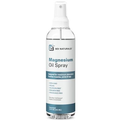 M3 Naturals Magnesium Oil Spray for Sore Muscles, Feet, Joints and Leg Cramps, Supports Restful Sleep, Relaxation and Post-Workout Recovery, Suitable for Sensitive Skin, 12 fl oz
