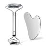 erdnretl Gua Sha & Face Roller, Stainless Steel Gua Sha Facial Tools for Face, Eyes,Chin & Jawline Sculpting,Body Gua Sha Tools with Pouch view 1