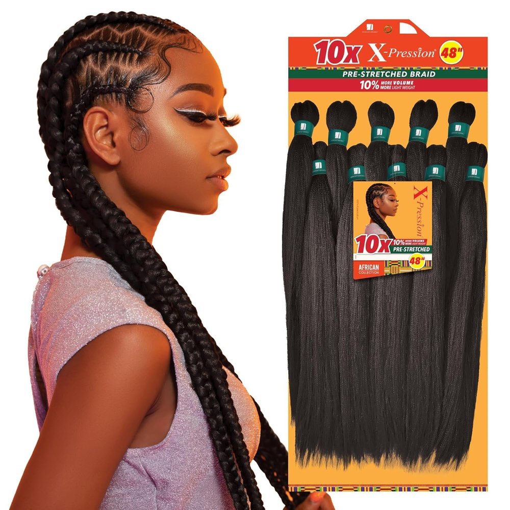 Sensationnel X-pression prestretched braiding hair - 10x braid 48 inch all kanekalon flame retardant synthetic braid for box braids and twists (27 HONEYBLONDE)