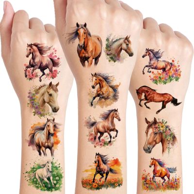 Horse Temporary Tattoo for Kids - 60 Styles Temporary for Birthday Party Decorations Decor Favors Supplies Gifts Boys Girls Cute Fake Tattoo School Reward Themed