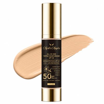 April's Angels Universal Tinted Moisturizer SPF 50, Anti-Aging Face Sunscreen, 1.7 fl oz