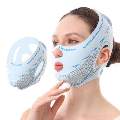 Anti-Snoring Sleep Mask with Aromatherapy, Face Firming & Snoring Solution, Relaxing Chin Strap for Anxiety Relief, Improved Sleep & Jawline Contouring for AdultsBlue