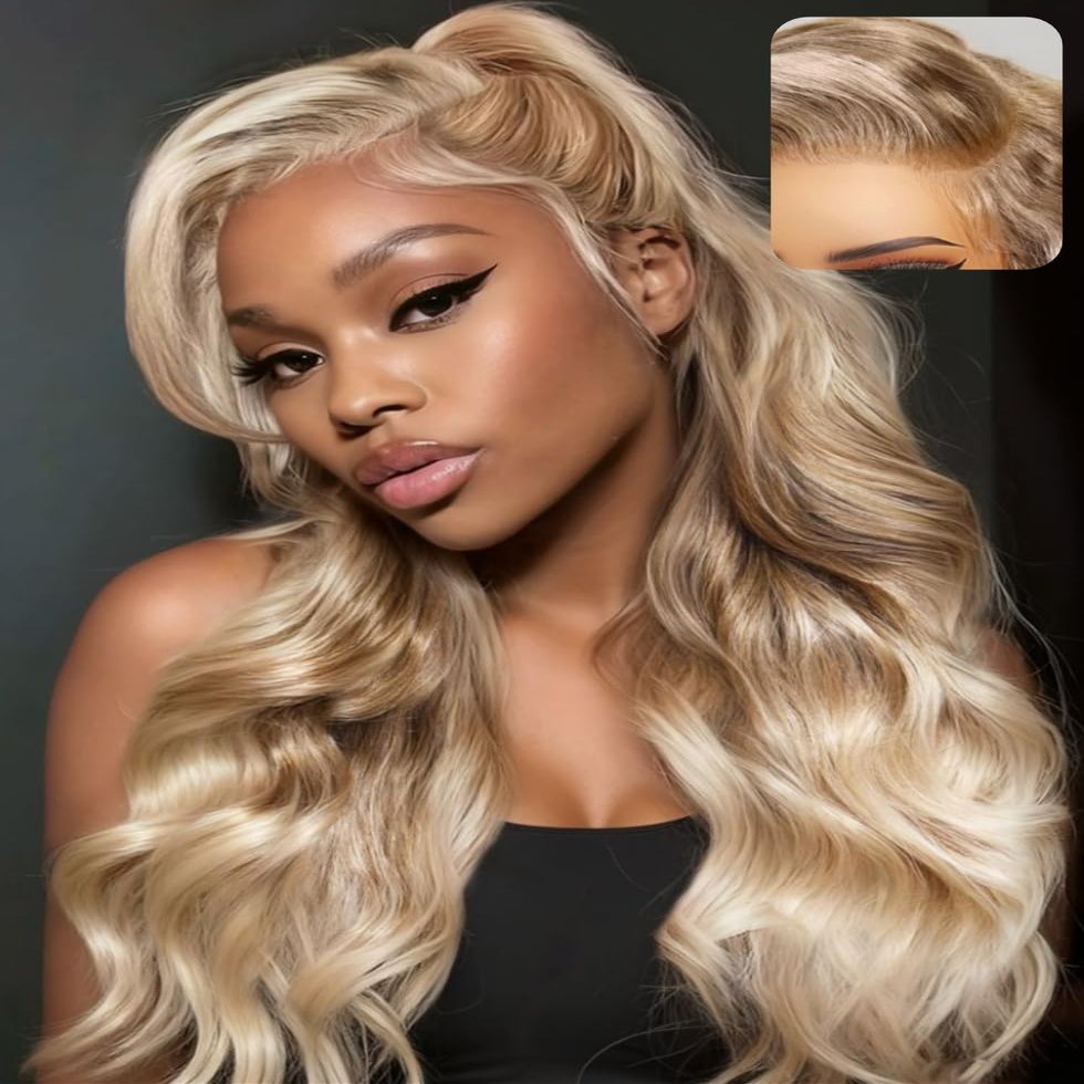 UNICE Ombre Sandy Blonde Human Hair Wig Body Wave 13x4 Lace Front Wigs Human Hair Glueless Pre Plucked Pre Cut Pre Everything Wigs for Women Natural Hairline 150% Density 18 inch