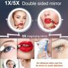 2040 USB Rechargeable Bathroom Shaving Mirror with 5X Magnification, Auto-Off LED, 360 Swivel, Chrome, 8\ view 3