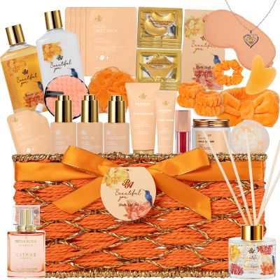 Christmas Gifts for Women, 35 Pcs Spa Gift Basket, Face Skin Care Set, Bath and Body Kit, Birthday Gifts For Women, Relaxation Gift, Necklace, Face Cream, Serum, Bath Bomb, Valentines, Mother's Day