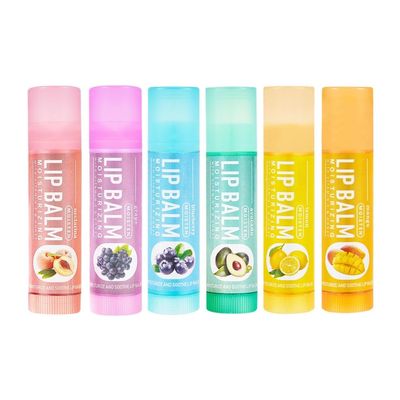6 pcs Lip Balm Set, Moisturizing Lip Balm Fruity for Dry Cracked Lips, Long Lasting Lip Care, Travel Size, Winter Anti-Crack, Easy to Apply