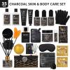 35 Pcs Christmas Gifts for Women & Men, Charcoal Bath & Body Gift Basket, Face Skin Care Kit, Self-Care Gift, Diffuser, Shower Gel, Massage Oil, Bath Bomb, Birthday, Valentines, Mother Day, Husband view 3