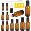 12Pcs Roller Bottles with Stainless Steel Roller Balls for Essential Oils Perfume,Refillable Empty Amber Glass Vials Cosmetic Containers Roll-on Bottles with Funnel Opener&Dropper(50/30/20/15/10/5ml) view 1