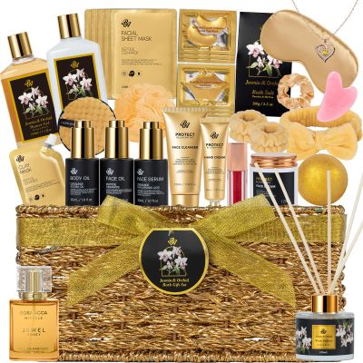 35 Pcs Christmas Gifts for Women, Orchid Spa Gift Basket Set, Self-Care Relaxation Kit, Face Skin Care Set, Bath & Body Care Set, Bath Bomb, Birthday, Valentines, Mother's Day, Wife, Mom, Anniversary