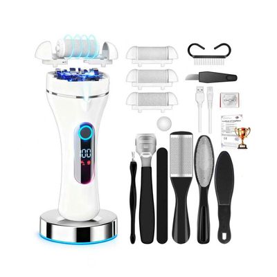 10 in 1 Professional Electric Foot Callus Remover, Callus Remover for Feet Pedicue Kit, IPX7 Waterproof Electric Callus Remover for Feet for Dead Hard Cracked Dry Skin Care