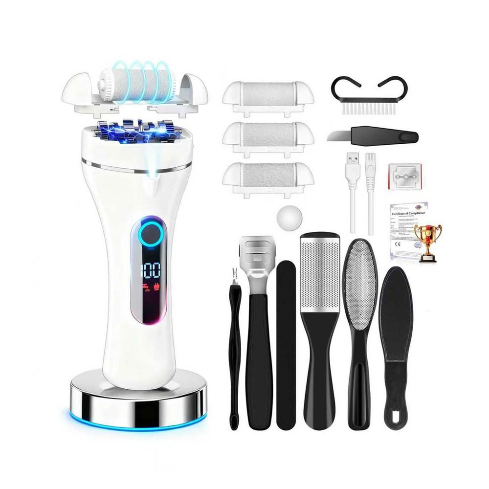 10 in 1 Professional Electric Foot Callus Remover, Callus Remover for Feet Pedicue Kit, IPX7 Waterproof Electric Callus Remover for Feet for Dead Hard Cracked Dry Skin Care
