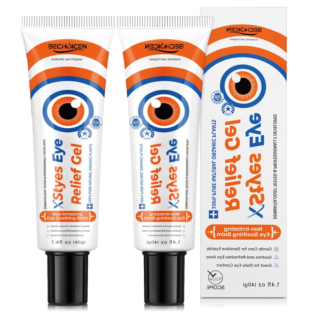 Stye Eye Relief Gel with Tea Tree Oil,Calendula & Vitamin EGentle Soothing Serum for Styes,Chalazion & Blepharitis,Soothing Eyelid & Under Eye Care for Redness,Irritation & Puffiness,1.4oz,2PCS