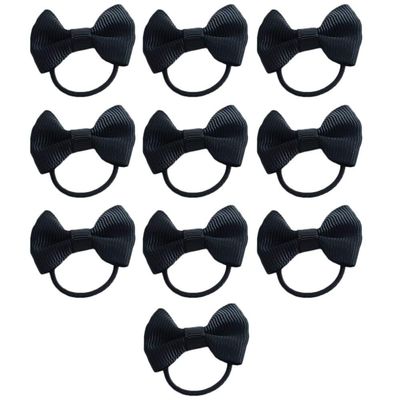 10 pcs Elastic Hair Bow Tie Bands Cloth Hair Rope Band Ponytail Holders for Women - Black