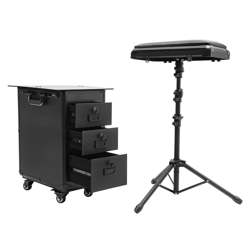 3 in 1 Tattoo Trolley Case Cart W/3 Drawers Portable Tattoo Workstation W/4 Universal Wheels Tattoo Armrest Stand, Beauty Trolley Case for Esthetician Embroiderer