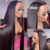 DULOVE Lace Front Wigs Human Hair 13x4 Straight HD Transparent Lace Front Wigs for Women Pre Plucked With Baby Hair 220 Density Glueless Natural Color 24inch view 3