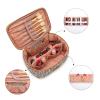 Montana West X Wrangler Travel Makeup Bag 2pcs Set Large Cosmetic Bag with Makeup Brush Holder Portable Make Up Organizer Cute Toiletry Bag with Divider and Handle for Women Leopard view 3