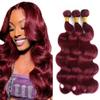 GLSMOSNW Wine Red 99j Human Hair Bundles Burgundy Body Wave Bundles 14 16 18 Inch Unprocessed Brazilian Virgin Human Hair Extensions view 1