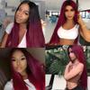 GLSMOSNW Ombre Burgundy Human Hair Bundles 1B/99j Straight Bundles 14 16 18 Inch Unprocessed Brazilian Human Hair Extensions Black To Burgundy Ombre Bundle view 2