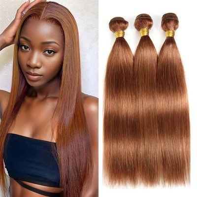 MLMYBAYEA Color 30 Bundles Human Hair Brown Straight Bundles 24 26 28 Inch Unprocessed Brazilian Virgin Remy Hair Light Brown Extensions