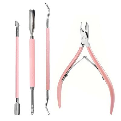 4Pcs Set Nail Enhancement Dead Skin Remover Push Scissors, Stainless Steel Cuticle Pusher Nippers Corrector Tool Manicure Pedicure Care Kit