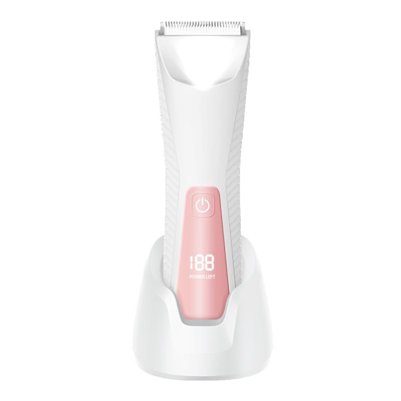 TEENOVA Groin & Body Hair Trimmer for Men, Electric Mens Ball Pubic Full Body Shavers Clippers with Dual Replaceable Ceramic Blade Heads, Body Razor Groomer Remover (Pink)