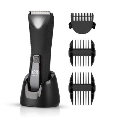 TEENOVA Groin & Body Hair Trimmer for Men, Electric Mens Ball Pubic Full Body Shavers Clippers with Dual Replaceable Ceramic Blade Heads, Body Razor Groomer RemoverBlack
