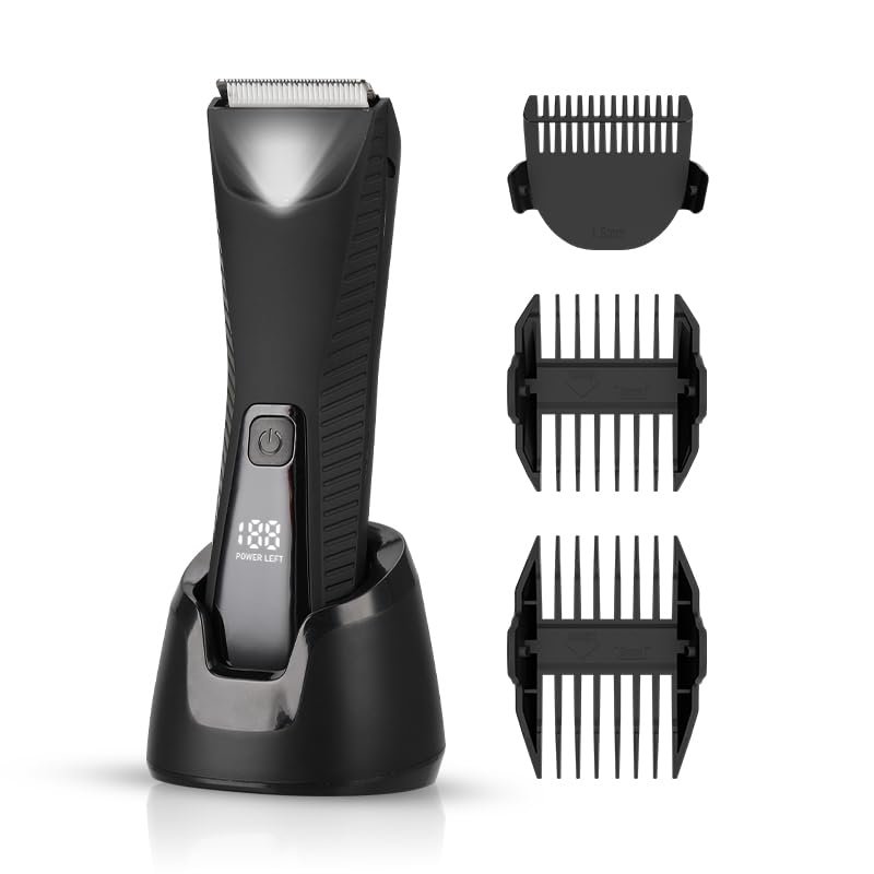 TEENOVA Groin & Body Hair Trimmer for Men, Electric Mens Ball Pubic Full Body Shavers Clippers with Dual Replaceable Ceramic Blade Heads, Body Razor Groomer RemoverBlack
