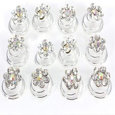 12 pcs Crystal Swirl Hair Twists Spirals Hair Pin Clip Wedding Bridal Hair Pins Flower Swirl Spiral Hairpins Random Color
