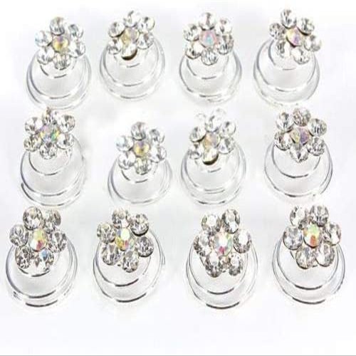 12 pcs Crystal Swirl Hair Twists Spirals Hair Pin Clip Wedding Bridal Hair Pins Flower Swirl Spiral Hairpins Random Color