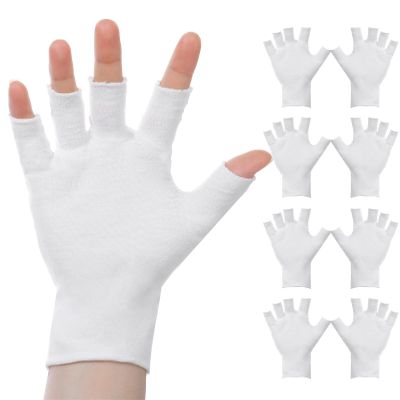 4 Pairs Eczema Gloves, Cotton Gloves Eczema for Dry Hands, Eczemas Relief, 5 Open Fingertips, One Size Fits Most, Overnight Hydration