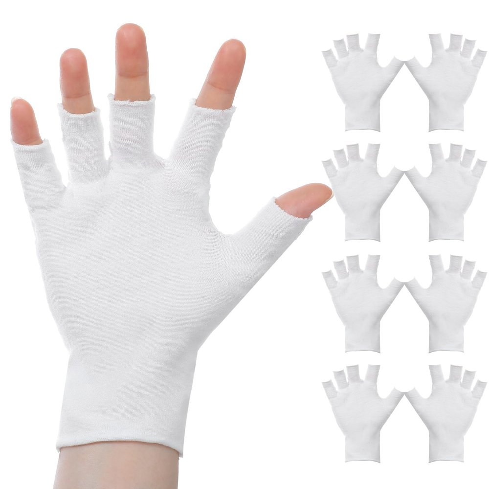4 Pairs Eczema Gloves, Cotton Gloves Eczema for Dry Hands, Eczemas Relief, 5 Open Fingertips, One Size Fits Most, Overnight Hydration