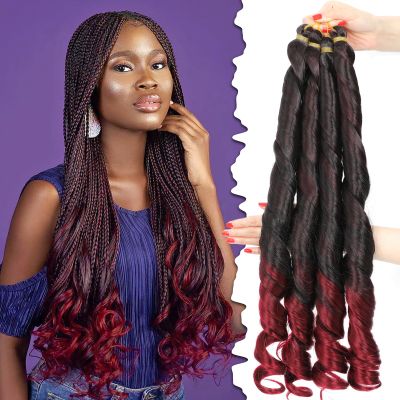 Yuriait French Curl Braiding Hair 1b/bug 24 Inch Loose Wave Spiral Crochet Hair for Women Pre Stretched with Curly Ends for Box braids Boho Twist Bouncy Curls Extensions (24in, 4packs, 1b/bug#)