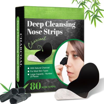 JWBVCTCR Pore Strips,Natural Charcoal Deep Cleansing Pore Strips Nose Strips for BlackheadsBlack Heads Removal for Nose FaceDeep Cleansing for All Skin Types(80pcs)
