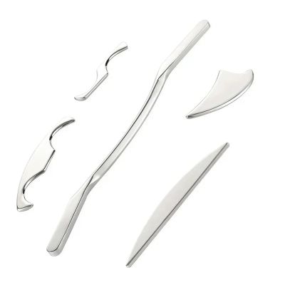 5 in 1 Stainless Gua Sha Muscle Scraper Tools Set Physical Therapy, IASTM Tools,Guasha Tools for Tissue Massage with Storage Bag(5pcs NO Bag)