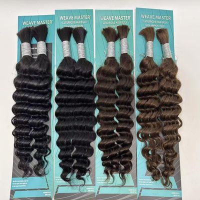 Weave Master 100% Human Bulk Hair Deep Wave, 12A Grade, Boho Braiding Style (613, 14")